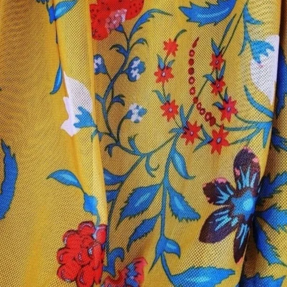 Free People Wildflower Honey Blouse Floral Mustard Boho Size Large - Picture 13 of 13